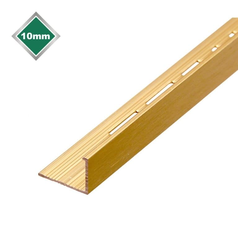 Tile Rite Matt Brushed Gold Effect Metal Tile Trim L Profile - 10mm x 2.44m