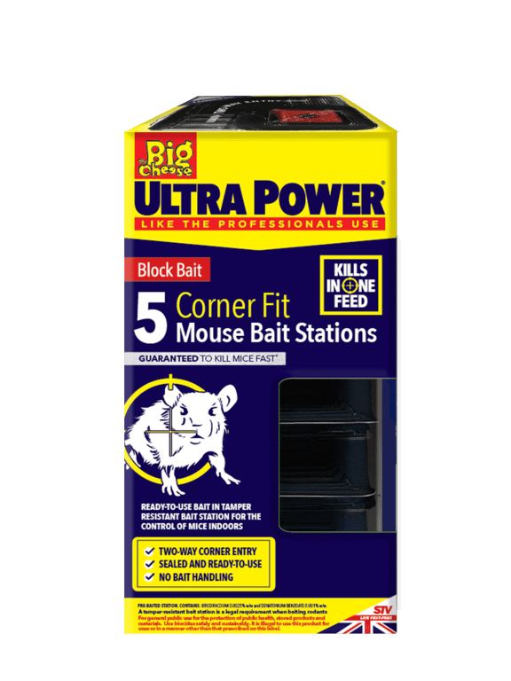 Ultra Power Corner Fit Mouse Bait Station - Pack 5