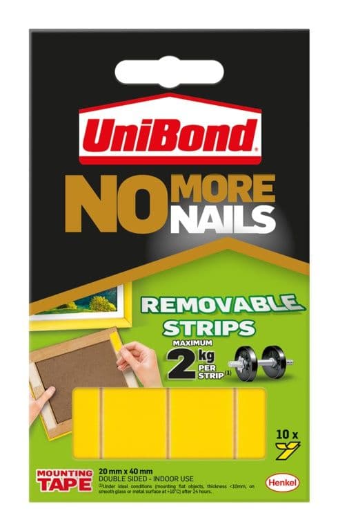UniBond No More Nails Removeable strips - Pack of 10