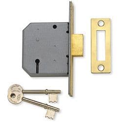 Union 3 Lever Mortice Deadlock - Polished Brass Finish 2.5"