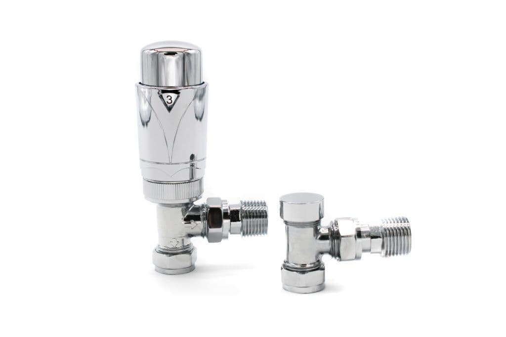 Westco Westherm Chrome Angle TRV Lockshield + Reducer - 15mm