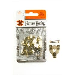 X Original Patent Steel Picture Hooks - Brass Plated (Blister Pack) - No.3