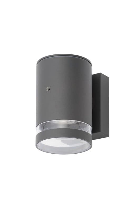 Zinc Lens Wall 2 Light With Photocell - Grey